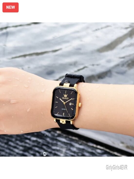 Quartz Square Dial Analog Wristwatch with Silicone Strap  display picture 3